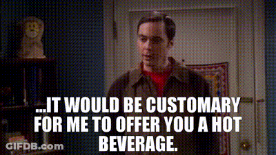 Man Standing In Front Of Door With Big Bang Quote GIF