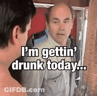 A Man Is Standing In Front Of A Mirror And Says `` I 'M Gettin ' Drunk Today '' . GIF