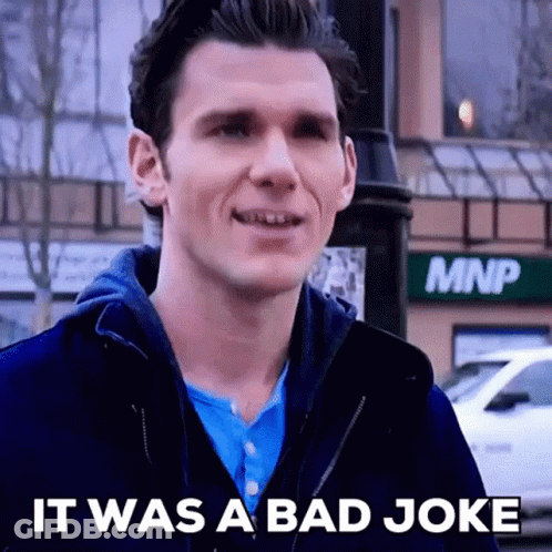 Man In Front Of MNP Store Says It Was A Bad Joke GIF