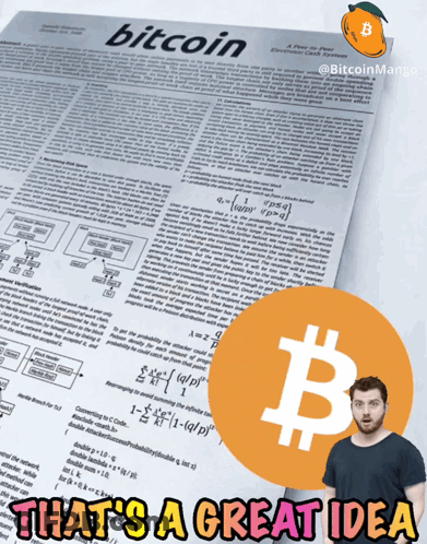 A Man Is Standing In Front Of A Page That Says Bitcoin GIF