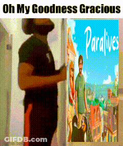 A Man Is Standing In Front Of A Picture Of Paralives GIF