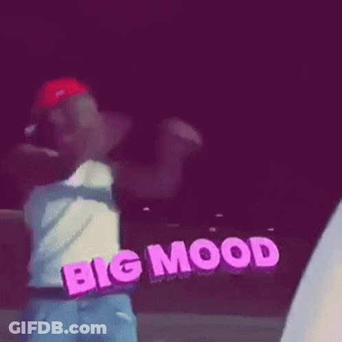 Man Standing In Front Of Big Mood Sign GIF