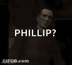 A Man Is Standing In Front Of A Sign That Says `` Good Lord Phillip ? What Are You Doing ? '' . GIF