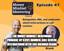 A Man Is Standing In Front Of A Sign That Says Money Mindset Mentoring Podcast . GIF