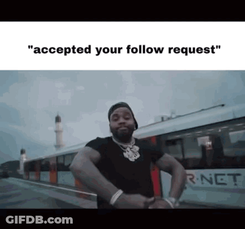 Man Standing In Front Of Train Accepting Follow Request GIF