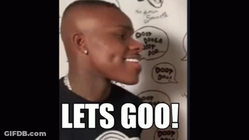 A Man Is Standing In Front Of A White Board With Speech Bubbles And The Words `` Lets Goo '' . GIF