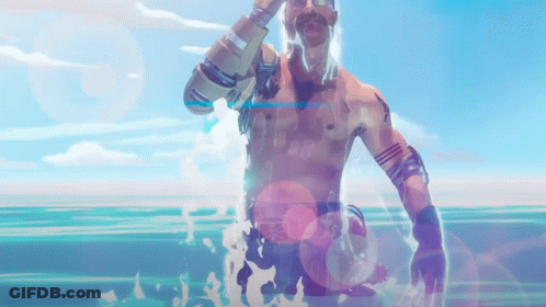A Man Is Standing In The Water With The Word Jesus Visible In The Background GIF