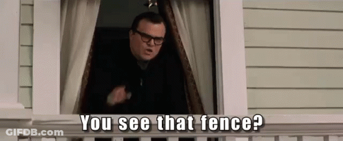 A Man Is Standing On A Balcony Looking Out Of A Window And Says `` You See That Fence ? '' GIF