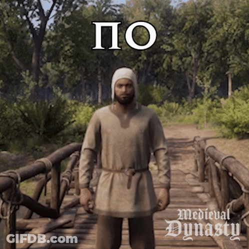 A Man Is Standing On A Bridge In A Video Game Called Medieval Dunastry GIF