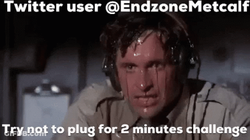 A Man Is Sweating While Wearing Headphones And A Tweet From Twitter User @Endzonemetcalf . GIF