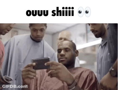 A Man Is Taking A Picture Of Himself In A Barber Shop And The Caption Says Ouuu Shiii GIF