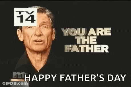 A Man Is Talking Into A Microphone With The Words `` You Are The Father '' Written Above Him . GIF