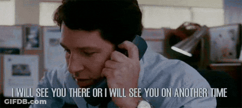 A Man Is Talking On A Cell Phone And Saying `` I Will See You There Or I Will See You On Another Time '' GIF