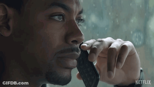 A Man Is Talking On A Cell Phone And The Word Nah Is On The Bottom GIF