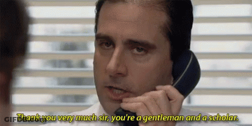 A Man Is Talking On A Phone And Saying Thank You Very Much Sir GIF