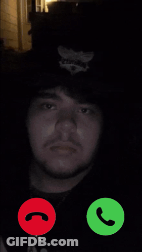 A Man Is Talking On A Phone With The Words John Pork Is Calling At The Top GIF