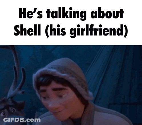 A Man Is Talking To A Reindeer While Wearing A Hat . GIF