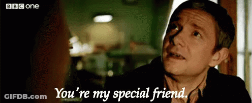 A Man Is Talking To Another Man And Says " You 'Re My Special Friend " . GIF