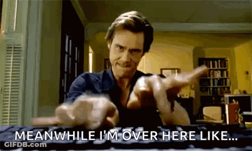 A Man Is Typing On A Keyboard And Saying `` Meanwhile I 'M Over Here Like . '' GIF