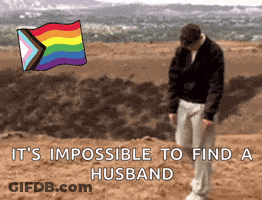 A Man Is Walking In The Sand With The Words " It 'S Impossible To Find A Husband " GIF