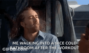 A Man Is Walking Into A Nice Cold Bathroom After A Workout GIF