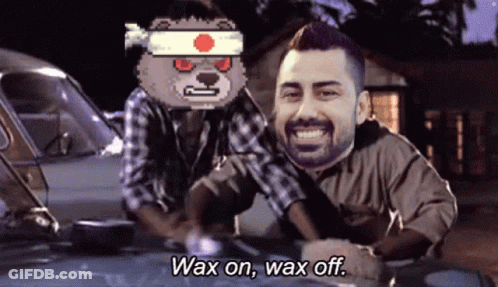 A Man Is Washing Another Man 'S Car And Says Wax On Wax Off GIF