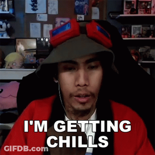 A Man Is Wearing A Hat And Goggles And Says I 'M Getting Chills GIF