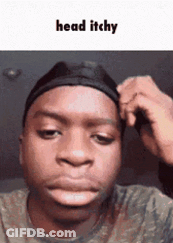 A Man Is Wearing A Headband And Making A Funny Face With The Caption Head Itchy . GIF