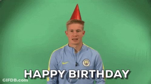A Man Is Wearing A Party Hat And Saying Happy Birthday GIF