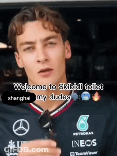 A Man Is Wearing A Petronas Shirt And Says Welcome To Skibidi Toilet Shanghai My Dudes GIF