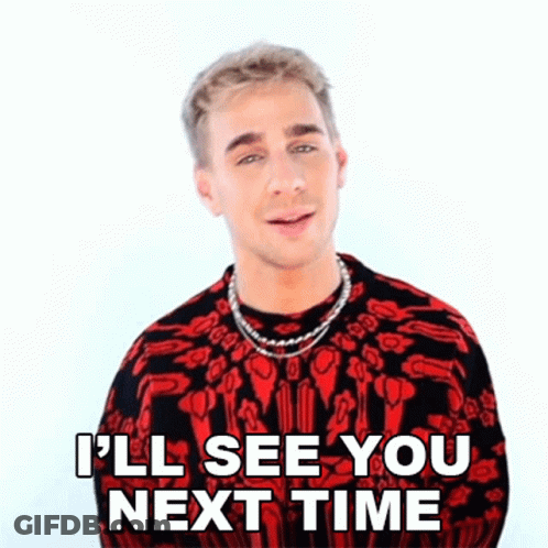 A Man Is Wearing A Red And Black Sweater And A Necklace And Saying `` I 'Ll See You Next Time '' . GIF