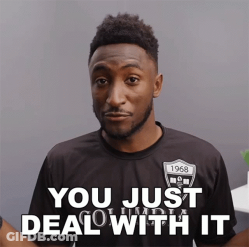 Man Wearing 1968 Shirt Saying You Just Deal With It GIF