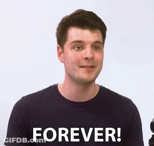 A Man Is Wearing A Shirt That Says Forever On It GIF