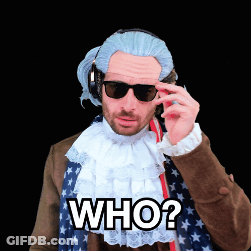 A Man Is Wearing A Wig And Sunglasses And Says Who GIF