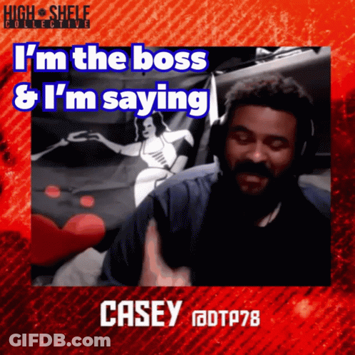 A Man Is Wearing Headphones And Says I 'M The Boss And I 'M Saying GIF
