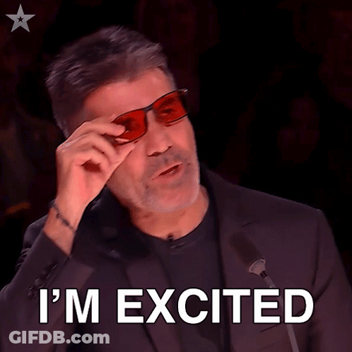 A Man Is Wearing Red Glasses And Says I 'M Excited GIF