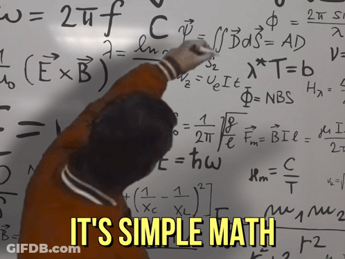 A Man Is Writing On A Whiteboard With The Words It 'S Simple Math Written Below Him GIF
