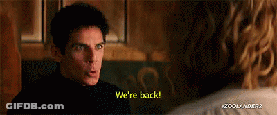 A Man Is Yelling At A Woman And Says `` We 'Re Back '' . GIF