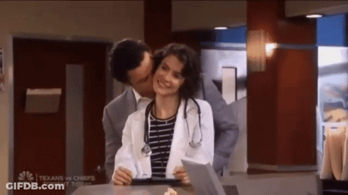 A Man Kisses A Woman On The Cheek In A Scene From Texans Vs Chiefs On Nbc GIF