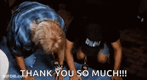 A Man Kneeling Down With The Words Thank You So Much Written On The Bottom GIF