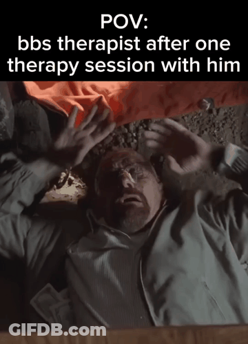 A Man Laying In A Box With A Caption That Says Bbs Therapist After One Therapy Session With Him GIF