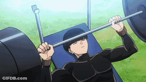 A Man Laying On A Bench Lifting A Barbell GIF