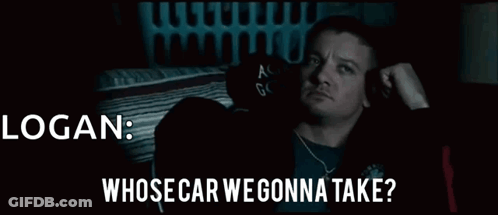 A Man Laying On A Couch With The Words Logan Whose Car We Gonna Take On The Bottom GIF