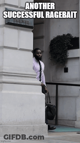 A Man Leaning Against A Wall With Another Successful Ragebait Written Below Him GIF