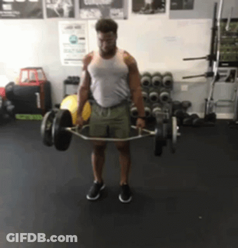 A Man Lifting A Barbell In A Gym GIF