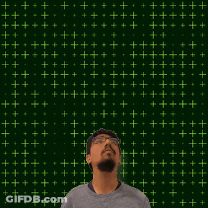 A Man Looking Up At The Number 21 With Stars Coming Out Of It GIF