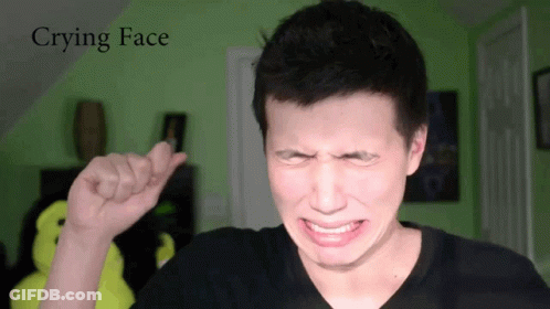 A Man Making A Crying Face With The Word Crying Face Above Him GIF