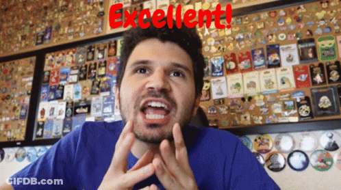 A Man Making A Funny Face With The Words Excellent In Red GIF