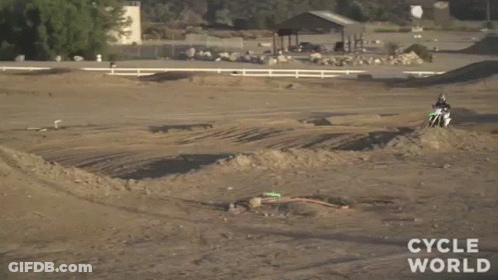 A Man On A Dirt Bike Is Doing A Trick In The Air . GIF