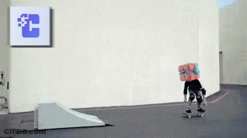 A Man On A Skateboard Is Jumping Over A Ramp With The Words Let 'S Go Behind Him GIF